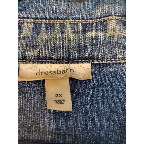 Dressbarn Denim Jacket Women's 2X Blue Sequin Embellished Jean Coat Cottagecore - Picture 3 of 10